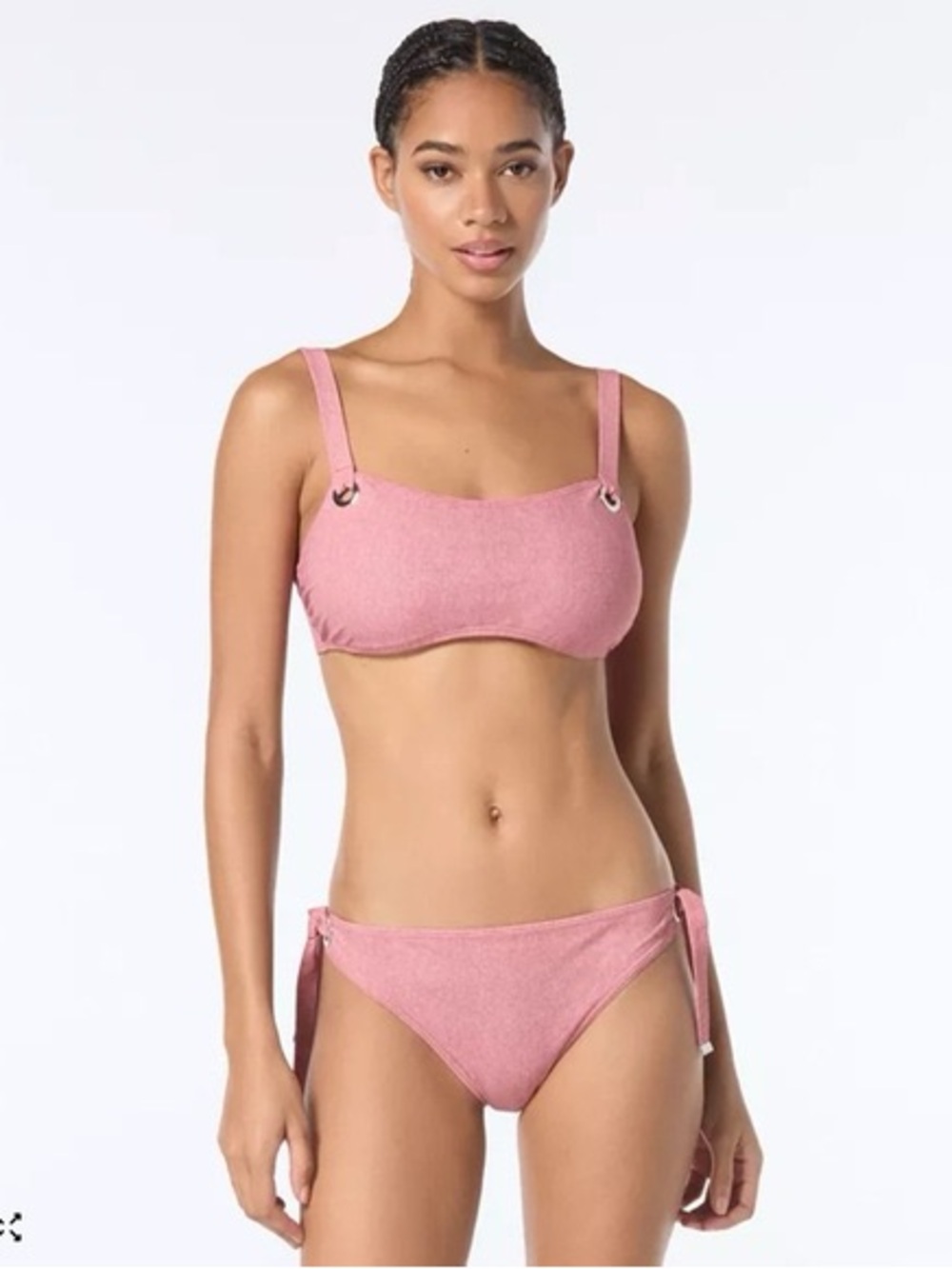 Michael Kors Women’s Grommet Square-Neck & High-Leg Bikini, US(M)/Rosewater. R9B